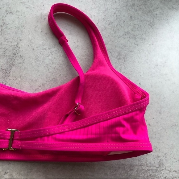 California Waves Ribbed Swim Bikini Top Fuschia Medium - Picture 5 of 8